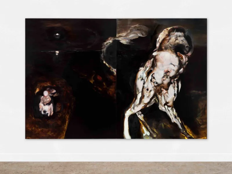Ambera Wellmann, ‘Two Things are True’, 2022. Huile sur toile 243,84 x 365,76 x 3,8 cm dimensions de l’ensemble. Collection Mudam Luxembourg. Donation 2022 © Photo : Sebastiano Pellion Di Persano