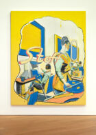 Neo Rauch, "Stoff", 1998. Huile sur toile. Collection Mudam Luxembourg. Donation 2022 – American Friends of Mudam, Collection Raymond J. Learsy © Photo : Rémi Villaggi | Mudam Luxembourg