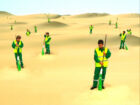Su-Mei Tse, "Les balayeurs du désert", 2003. Vidéo couleur, son. 5 min 30 sec, en boucle. Production et Collection Mudam Luxembourg. Acquisition 2003 © Su-Mei Tse