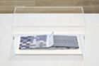 Andrea Bowers
‘Feminist Spirituality and Magical Politics Scrapbook’, 2003
Tissu, fil, album, photocopie sur papier brun-gris 
20,5 x 25,5 cm (album) 
Collection Mudam Luxembourg 
Promised gift 2025 – Collection Gaby et Wilhelm Schürmann