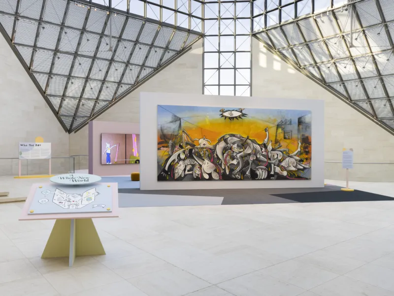 Exhibition view, ‘Simon Fujiwara: A Whole New World’, Mudam Luxembourg. Courtesy of the artist; Gió Marconi, Milano; TARO NASU, Tokyo; Dvir Gallery Paris, Tel Aviv, Brussels and Esther Schipper Berlin/Paris/Seoul. Photo: Andrea Rossetti © Mudam Luxembourg