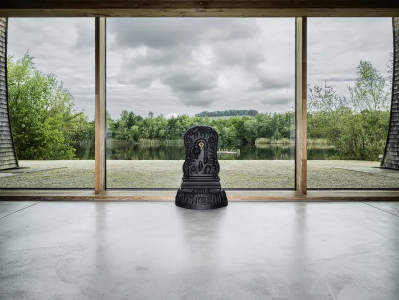 Serge Ecker, Catherine Lorent et Claudia Passeri, ‘sHe is the future’, 2018. Collection Mudam Luxembourg. Exhibition view ’Dodeka: 12 Works for 12 Cantons‘, Centre nature et forêt Biodiversum, Remerschen. Photo: Mike Zenari © Mudam Luxembourg