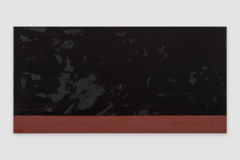 Rhea Dillon, Vexilla Onerosus (2023), oil and anti-climb paint on canvas, 105 × 210 cm. On view in Video Killed the Radio Star: The 1980s and their Cultural Echoes at Mudam Luxembourg (12 June – 11 October 2026)