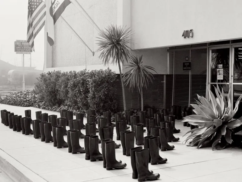 Eleanor Antin, ‘100 boots’, 1971-73. Courtesy of the artist, Andrew Kreps Gallery, New York and Richard Saltoun Gallery, London, Rome and New York
