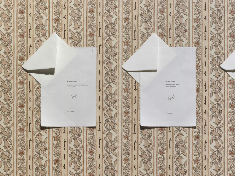 Tomaso Binga, ‘I write you only on Sundays’, 2017. Digital print on paper. Courtesy of Archivio Tomaso Binga and Galleria Tiziana Di Caro. View of the exhibition ‘A Model’, Mudam Luxembourg. Photo: Mareike Tocha © Mudam Luxembourg