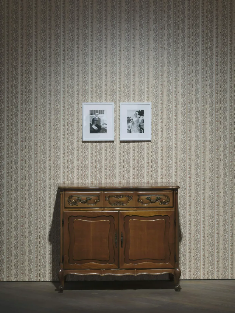Tomaso Binga, ‘Bianca Menna e Tomaso Binga Oggi spose’, 1977–2019. Black and white photographs. Courtesy of Archivio Tomaso Binga and Galleria Tiziana Di Caro. View of the exhibition ‘A Model’, Mudam Luxembourg © Photo: Mareike Tocha | Mudam Luxembourg