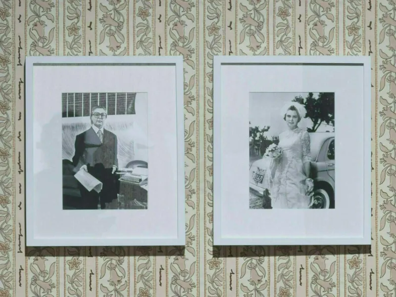 Tomaso Binga, ‘Bianca Menna e Tomaso Binga Oggi spose’, 1977–2019. Black and white photographs. Courtesy of Archivio Tomaso Binga and Galleria Tiziana Di Caro. View of the exhibition ‘A Model’, Mudam Luxembourg © Photo: Mareike Tocha | Mudam Luxembourg