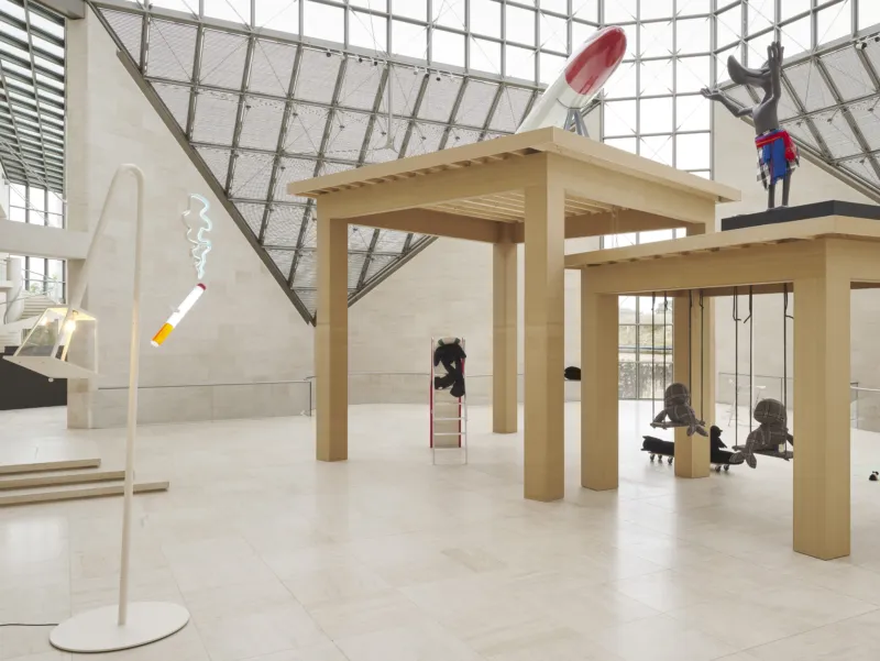 View of the exhibition ‘Cosima von Bonin: Songs for Gay Dogs’, Mudam Luxembourg. Photo: Mareike Tocha © Mudam Luxembourg