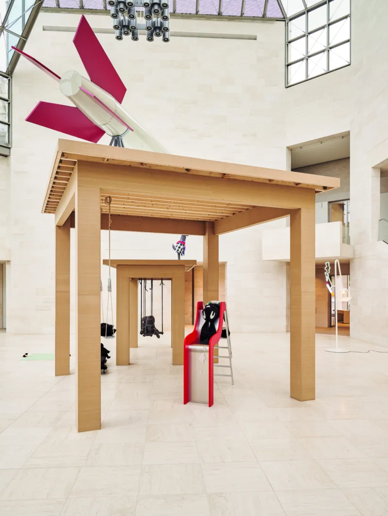 View of the exhibition ‘Cosima von Bonin: Songs for Gay Dogs’, Mudam Luxembourg. Photo: Mareike Tocha © Mudam Luxembourg