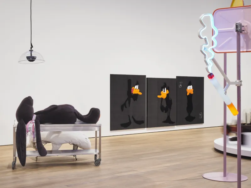 Vie of the exhibition ‘Cosima von Bonin: Songs for Gay Dogs’, Mudam Luxembourg. Photo: Mareike Tocha © Mudam Luxembourg