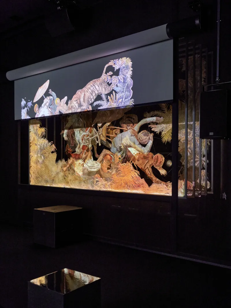 View of the exhibition ‘Ho Tzu Nyen: Time & the Tiger’, Mudam Luxembourg. Photo: Mareike Tocha © Mudam Luxembourg