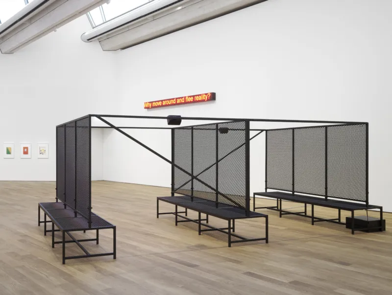 Nora Turato, ‘i am happy to own my implicit biases (malo mrkva, malo batina)’, 2018–2020. Collection Mudam Luxembourg. View of the exhibition ‘Radio Luxembourg: Echoes across borders’, Mudam Luxembourg. Photo: Mareike Tocha © Mudam Luxembourg