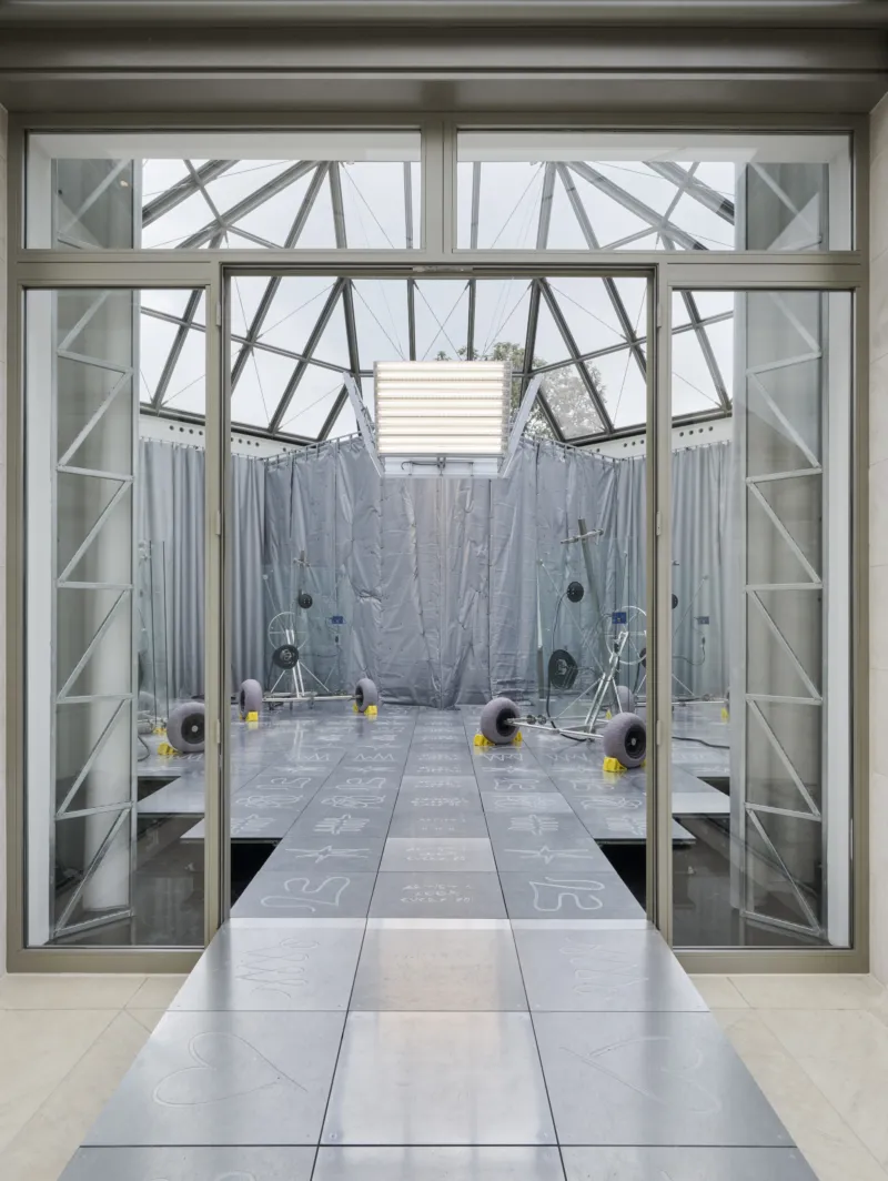 Exhibition view ‘Andrea Mancini & Every Island: A Comparative Dialogue Act’, Mudam Luxembourg. Photo: Mareike Tocha © Mudam Luxembourg