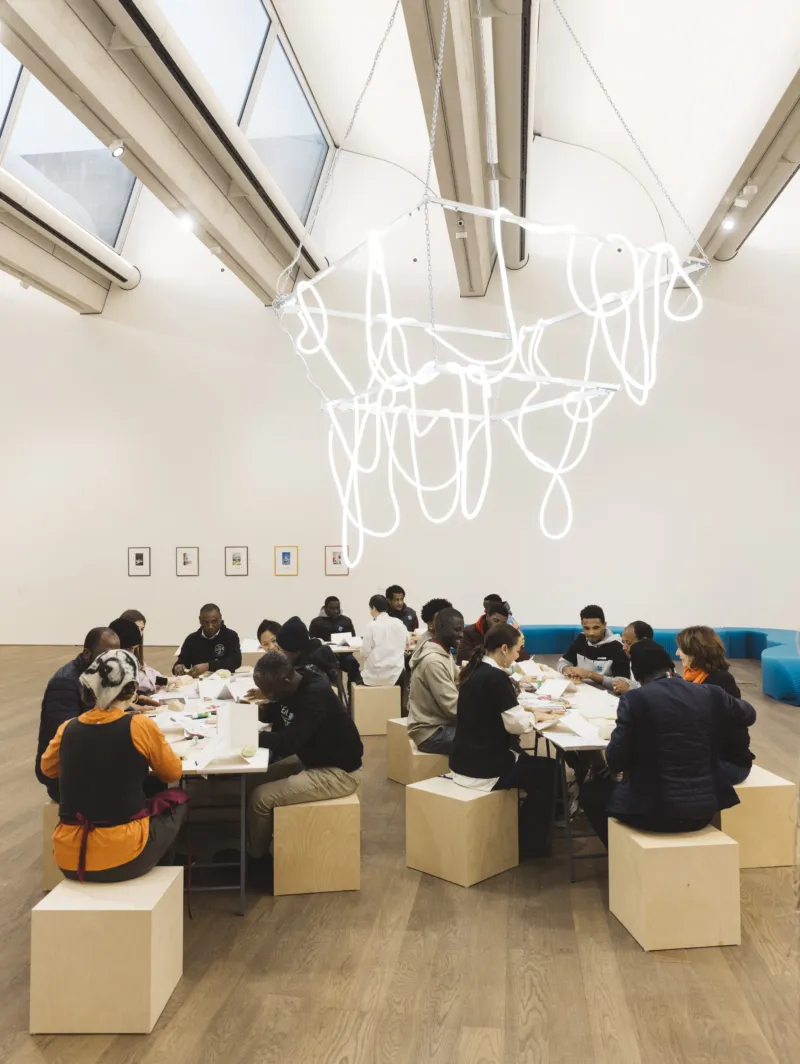 ‘The Collective Laboratory’. Workshop with gobyfish. December 2023. Mudam Luxembourg. Photo: Eike Walkenhorst © Mudam Luxembourg