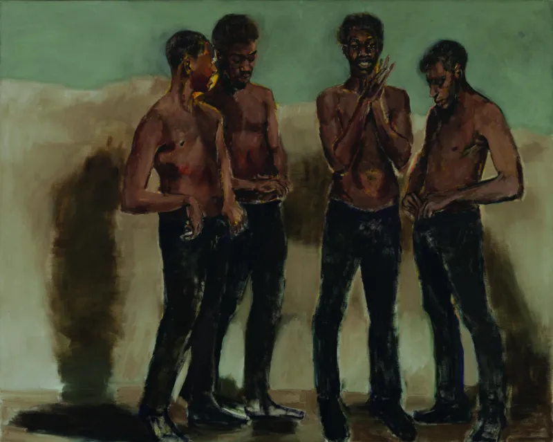 Painting of a group of shirtless boys.