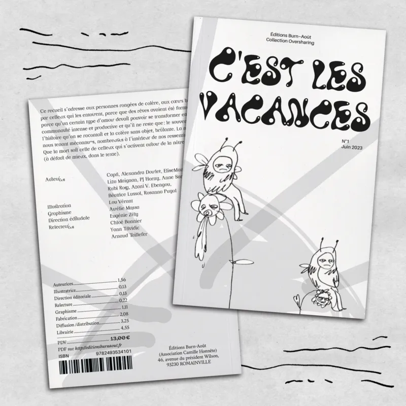 A black and white publication entitled: ‘C'est les vacances’