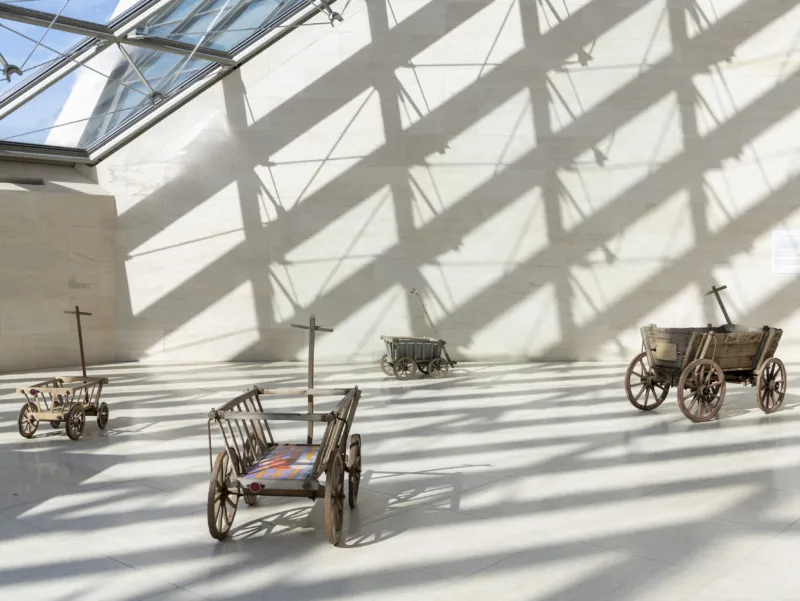 View of the exhibition ‘Lubaina Himid and Magda Stawarska: Nets for Night and Day’, Mudam Luxembourg. Photo: Marc Domage © Mudam Luxembourg