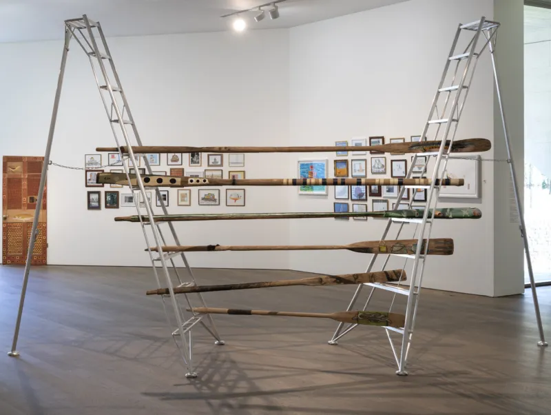View of the exhibition ‘Lubaina Himid and Magda Stawarska: Nets for Night and Day’, Mudam Luxembourg. Photo: Marc Domage © Mudam Luxembourg