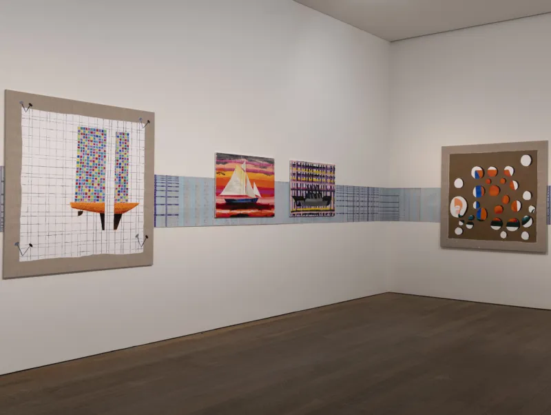 View of the exhibition ‘Lubaina Himid and Magda Stawarska: Nets for Night and Day’, Mudam Luxembourg. Photo: Marc Domage © Mudam Luxembourg