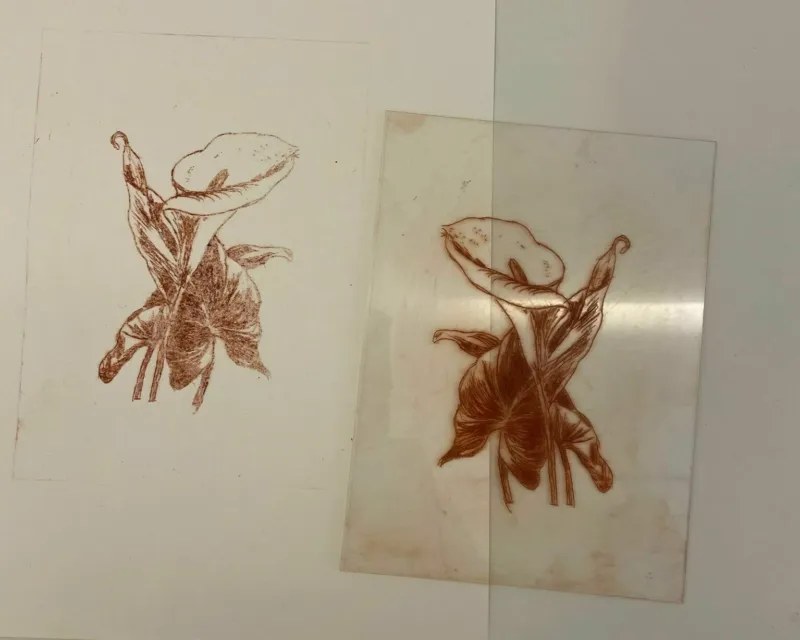 A flower print made in a children's workshop at Mudam.