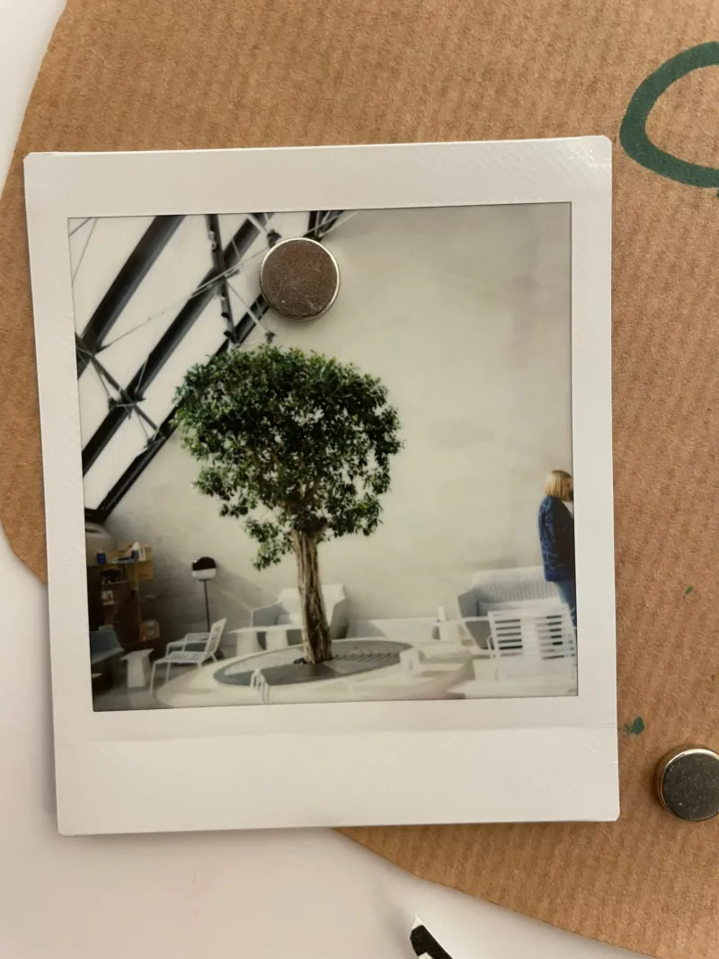 A picture taken by a kid at Mudam Café during a children's workshop.