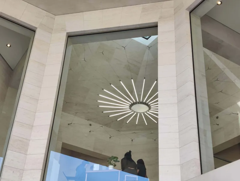 Outside view of a printmaking lab for young people at Mudam.