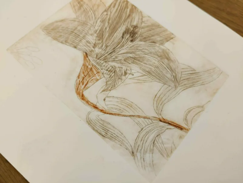 Drawing of a flower made by a kid in a Mudam workshop.