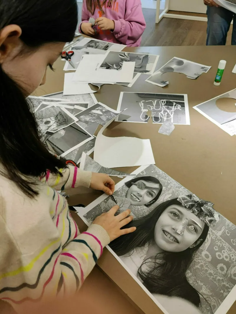 Children participating in a photo-collage workshop at Mudam.