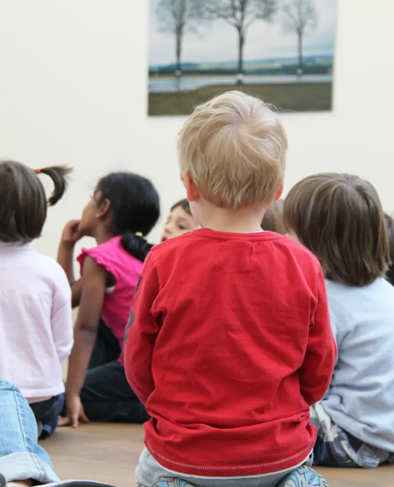 Children taking part in a tour of Mudam.