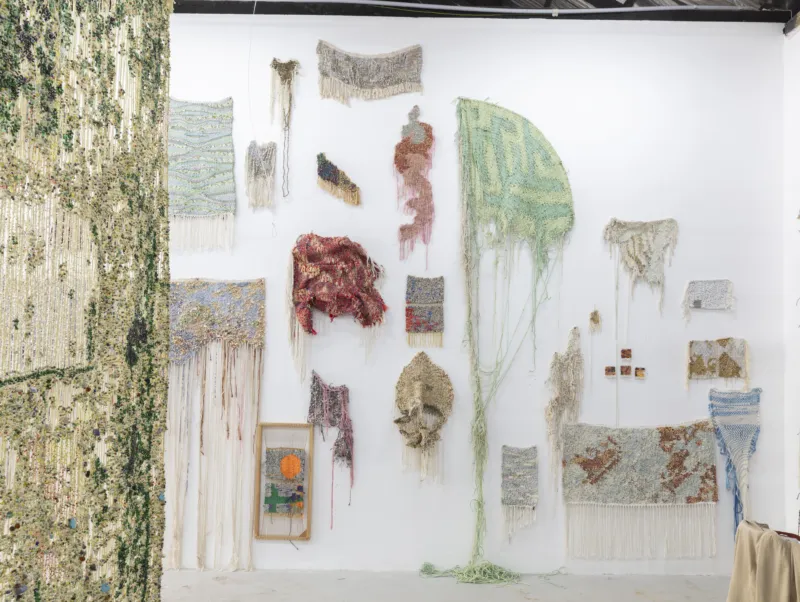 Igshaan Adams, ‘Studio installation of swatches’, 2025. Photo: Mario Todeschini. Courtesy of the artist, Thomas Dane Gallery and blank projects, Cape Town