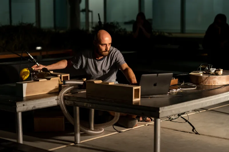 Alan Affichard performing. Courtesy of Sharjah Art Foundation