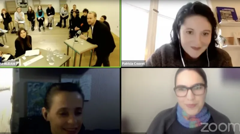 Screenshot of a public video meeting.