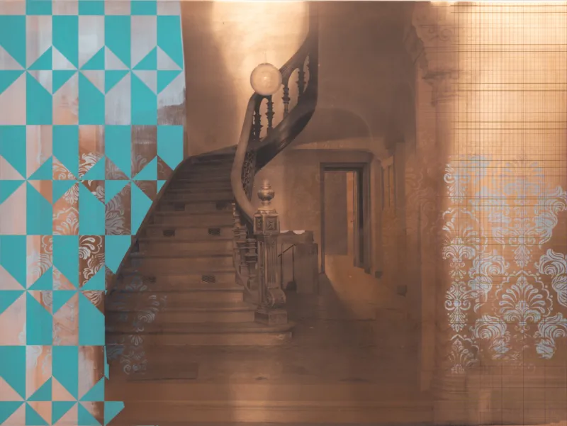 Magda Stawarska, ‘Simmering Moment, Lisbon’, 2024. Acrylic on copper, integrated wrap-around Sapele frame. 100cm x 150cm x 4cm ©Magda Stawarska, courtesy the artist and Yamamoto Keiko Rochaix, London, photo M. Stawarska