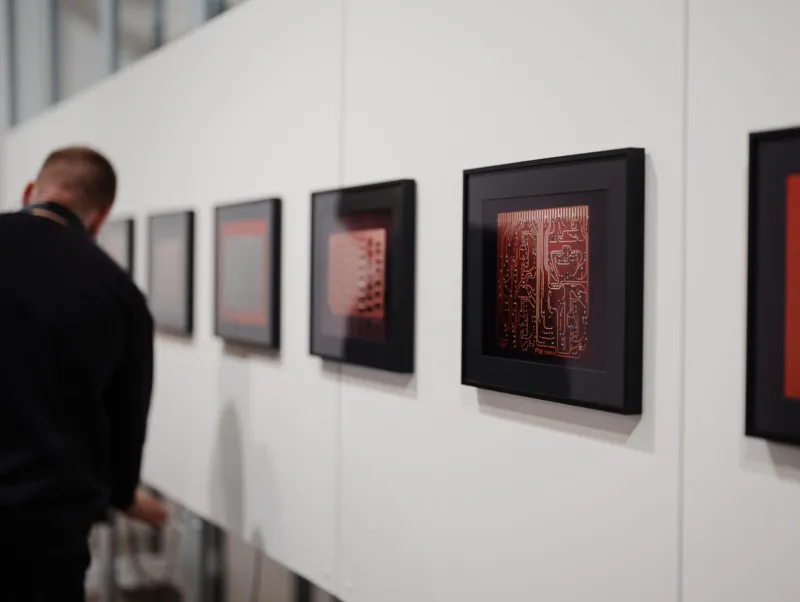 Katalin Ladik, ‘Genesis 01–11’, 1975. 11 gelatin silver prints, sound. Duration variable. Courtesy of the artist and acb Gallery of Contemporary Art, Budapest. View of the exhibition ‘Radical Software: Women, Art & Computing 1960–1991’, Mudam Luxembourg. Photo: Marion Dessard © Mudam Luxembourg